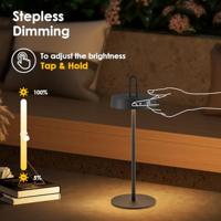 Draadloze Oplaadbare LED Tafellamp - Binnen & Buiten - Dimbaar - ø12.8 x 36.6 cm - Warmwit licht - 3000mAh - Zwart - thumbnail