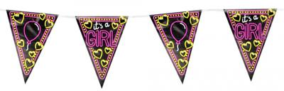 Neon Vlaggenlijn It's a girl - 10m