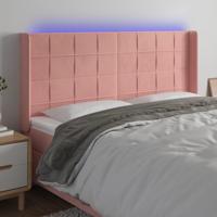 Hoofdbord LED 203x16x118/128 cm fluweel roze - thumbnail