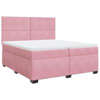 Boxspring met matras fluweel roze 200x200 cm - thumbnail