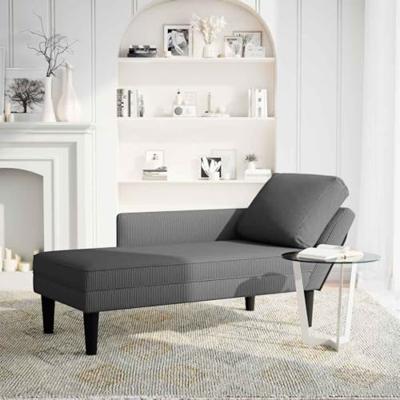 Chaise longue met kussen corduroy stof donkergrijs