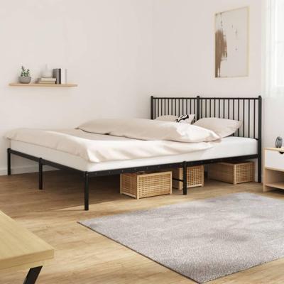 Bedframe met hoofdbord metaal zwart 193x203 cm Bedframe met hoofdbord metaal zwart 193x203 cm