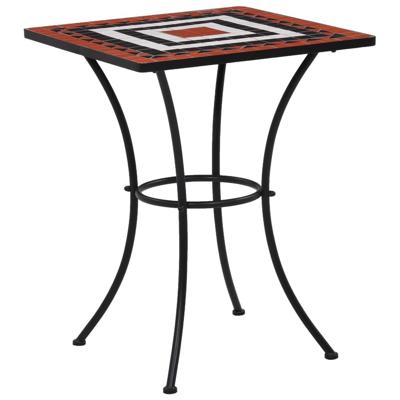 Bistrotafel mozaek 60 cm keramiek terracottakleurig en wit