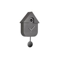 Wall Clock Modern Cuckoo Metallic Dark Grey - thumbnail