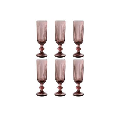 Set van bekers Home ESPRIT Roze Kristal 6 x 6 x 18,4 cm (6 Stuks)