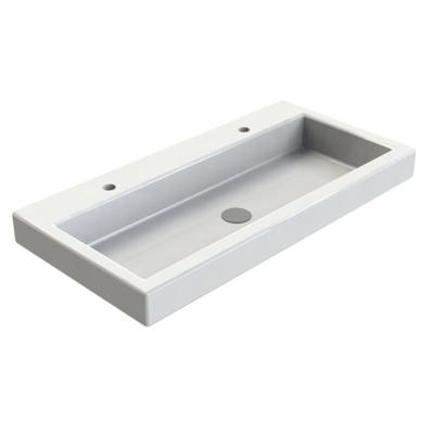 INK Momento Wastafel Polystone met 2 Kraangaten - 1000x450x90 mm - Glans Wit