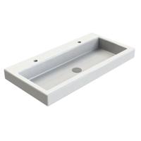 INK Momento Wastafel Polystone met 2 Kraangaten - 1000x450x90 mm - Glans Wit - thumbnail