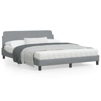 Bedframe met hoofdbord stof lichtgrijs 160x200 cm
