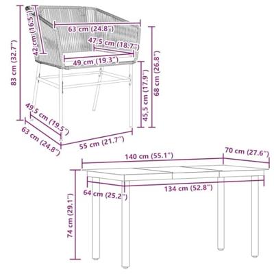 5-delige Tuinset met kussens poly rattan glas bruin