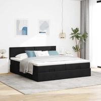 Ottoman bed met matrassen 200x200cm stof zwart - thumbnail