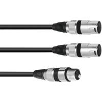 OMNITRONIC Adapter Cable XLR(F)/2xXLR(M) 1.5m bk - thumbnail
