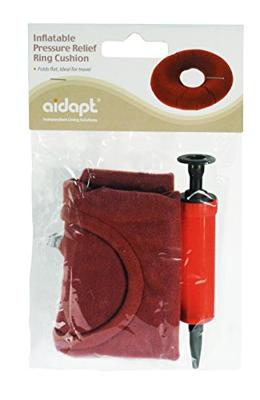 Opblaasbaar ringkussen | Donut zitkussen | Diameter 33 cm | Hoogte 8 cm | Rood | VM934BB