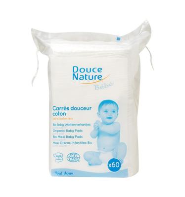 Douce Nature Baby wattenvierkantjes bio 60 Stuks Douce Nature Baby wattenvierkantjes bio 60 Stuks