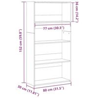 Boekenkast 80x30x152 cm bewerkt hout sonoma eikenkleurig - thumbnail