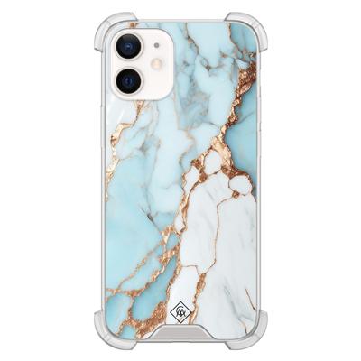 iPhone 12 mini shockproof hoesje - Marmer lichtblauw