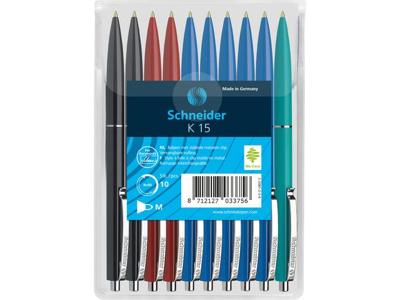 Schneider s-3081-2-3-4 balpen k15 10s assorti kleuren in headerbag