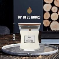 WoodWick Geurkaars Mini White Tea & Jasmine - 8 cm / ø 7 cm - Geurkaars in Glas - Houten Lont - thumbnail