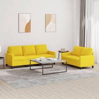 2-delige Loungeset met kussens stof lichtgeel - thumbnail