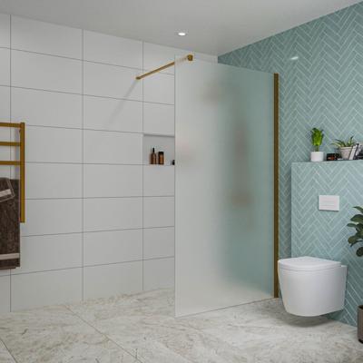 Fortifura Galeria inloopdouche - 110x200cm - mat glas - wandarm - Geborsteld koper PVD (Koper) SW915251/SW876702 Fortifura Galeria inloopdouche - 110x200cm - mat glas - wandarm - Geborsteld koper PVD (Koper) SW915251/SW876702