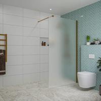 Fortifura Galeria inloopdouche - 110x200cm - mat glas - wandarm - Geborsteld koper PVD (Koper) SW915251/SW876702 - thumbnail