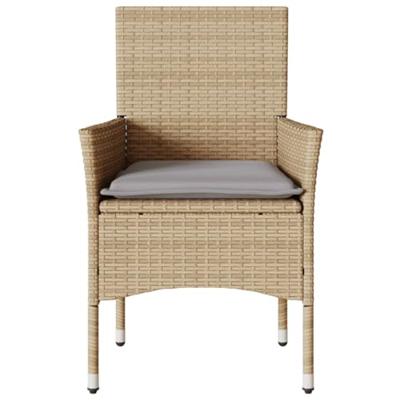 Tuinstoelen 2 st met kussens poly rattan beige Tuinstoelen 2 st met kussens poly rattan beige