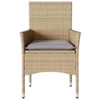 Tuinstoelen 2 st met kussens poly rattan beige - thumbnail