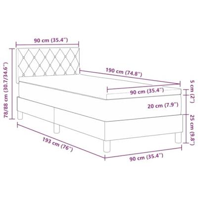 Boxspringbed met matras en LED fluweel lichtgrijs 90x190 cm