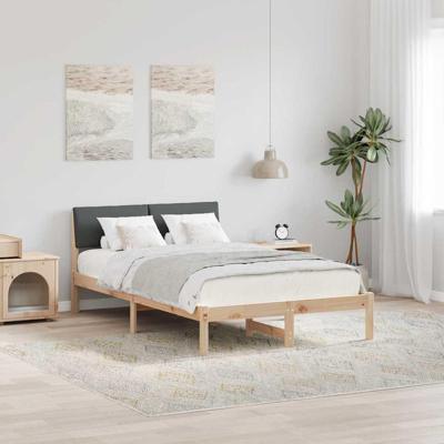 Bedframe Bruin en donkergrijs 120 x 190 cm Massief grenenhout