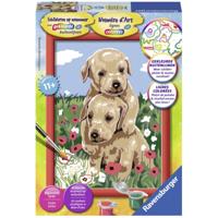 Schilderen op nummer Ravensburger Knuffelende puppies - thumbnail