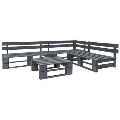 4-delige Loungeset pallet hout grijs