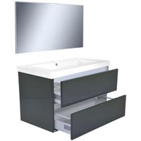 Wiesbaden Vision Meubelset 80cm Hoogglans Grijs met Spiegel - thumbnail