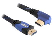 Delock 82956 HDMI-kabel HDMI Aansluitkabel HDMI-A-stekker 2 m Zwart, Blauw Rond, 4K UHD, Vergulde steekcontacten, Verdraaid - thumbnail