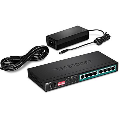 TRENDnet 8-poorts gigabit lange afstand Poe+-schakelaar, TPE-LG80, 65 W Poe budget, Ethernet/netwerkschakelaar, lange afstand Poe+ breidt bereik uit tot 200 m (656 ft), 16 Gbps schakelcapaciteit