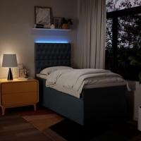 Boxspring met matras stof blauw 90x190 cm - thumbnail
