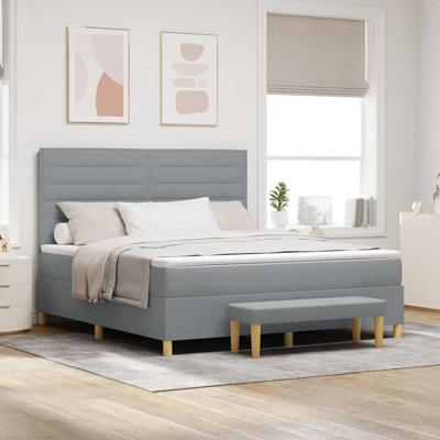 Boxspring bed met matras Lichtgrijs 180 x 200 cm Stof