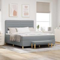 Boxspring bed met matras Lichtgrijs 180 x 200 cm Stof - thumbnail