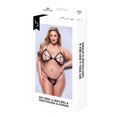Ondergoed Set Baci Lingerie Crotchless G- Zwart 2 Onderdelen (Queen size)