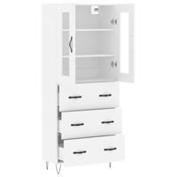 Hoge kast 69,5x34x180 cm bewerkt hout wit - thumbnail