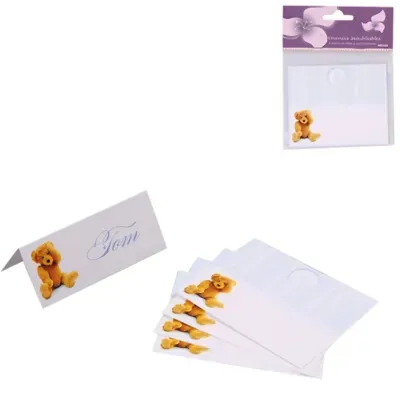 Tafelkaartjes babyshower teddybeer blauw 10 cm 5 stuks | 24 stuks