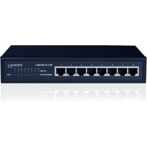 LANCOM GS-1108, Unmanaged Gigabit Ethernet-switch, 8 poorten (10/100/1000 Mbit/s), geruisloos door ventilatorloos design, geïntegreerde voeding