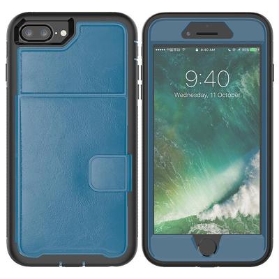 Lederen beschermhoes met houder & Card slot voor iPhone 6 plus & 6s plus (blauw)