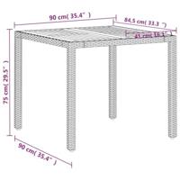 Tuintafel 90x90x75 cm poly rattan en acaciahout beige - thumbnail