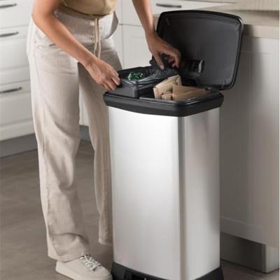 Curver deco bin duo prullenbak 23 liter + 23 liter rechthoekig zilver metallic