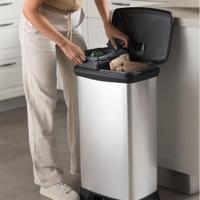 Curver deco bin duo prullenbak 23 liter + 23 liter rechthoekig zilver metallic - thumbnail