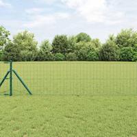 VidaXL Hek met paal groen 0,6 x 10 m staal en pvc - thumbnail