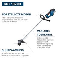 Bosch Blauw GRT 18V-33 Accu Grastrimmer | 18V | Zonder accu en lader | In doos - 06008D0000 - thumbnail