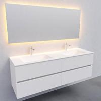 Badkamermeubel Solid Surface AQS Oslo 150x46 cm Dubbel Mat Wit 4 Laden Boss & Wessing - thumbnail