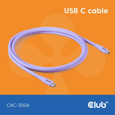 club3D CAC-3004 USB-C-kabel USB-C stekker 2.00 m Violet club3D CAC-3004 USB-C-kabel USB-C stekker 2.00 m Violet