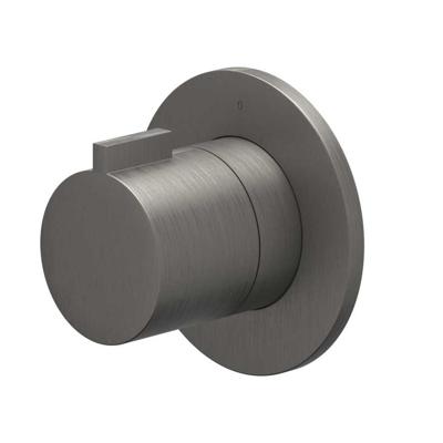 Afbouwdeel IVY Pact Flow-Through Stopkraan Symmetry Met Rond Rozet Geborsteld Metal Black PVD IVY