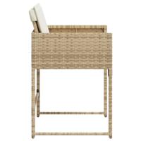 Tuinstoelen 4 st met kussens poly rattan beige - thumbnail